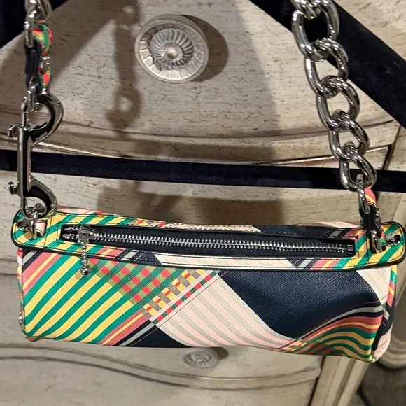 Vivienne Westwood Multicolor Plaid Clutch with Chain Strap - Picture 6 of 8